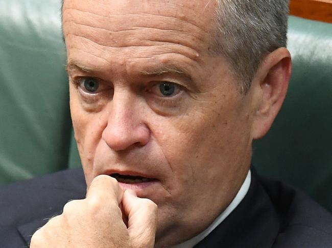 Leader of the Opposition Bill Shorten reacts during a motion to suspend standing orders calling for government intervention for the dairy industry in the House of Representatives at Parliament House in Canberra, Wednesday, February 20,  2019. AAP Image/Dean Lewins) NO ARCHIVING