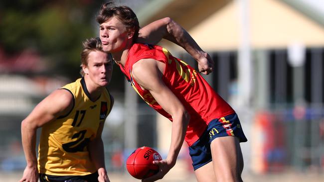 Aaron Nietschke in action for South Australia against Western Australia. Picture: Tait Schmaal