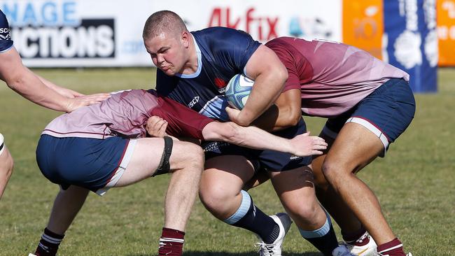 Waratahs' Will Goddard with the ball. Junior Rugby Union. Under 18s NSW Waratahs v Queensland Reds. Picture: John Appleyard