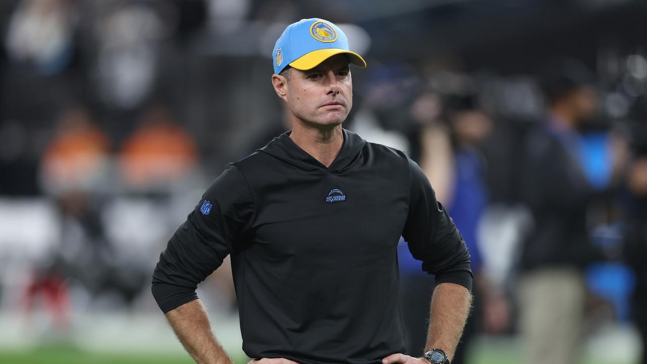 LAS VEGAS, NEVADA – DECEMBER 14: Head coach Brandon Staley of the Los Angeles Chargers looks on before playing against the Las Vegas Raiders at Allegiant Stadium on December 14, 2023 in Las Vegas, Nevada. (Photo by Sean M. Haffey/Getty Images)