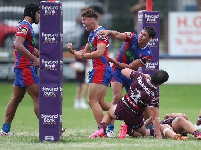 Blake Dorahy celebrates a try. Picture: Sue Graham