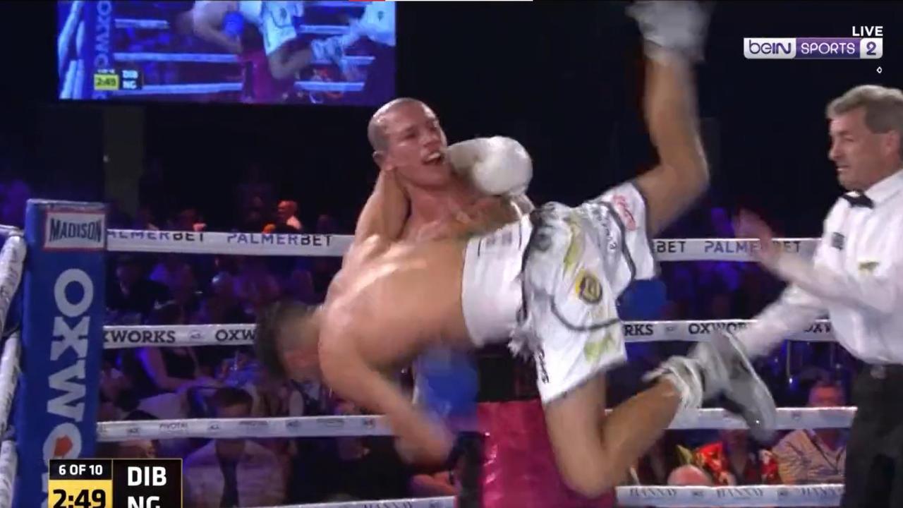 Billy Dib was sent crashing to the canvas after a ridiculous throw from Jacob NG.