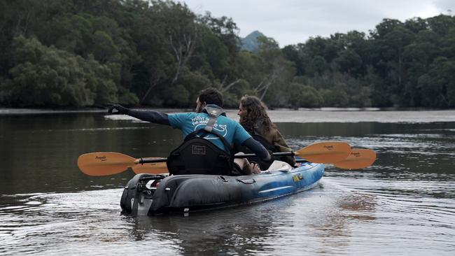 The Positive Change for Marine Life team in action running their weekly monitoring and mapping surveys of the Brunswick River. Picture: Positive Change for Marine Life