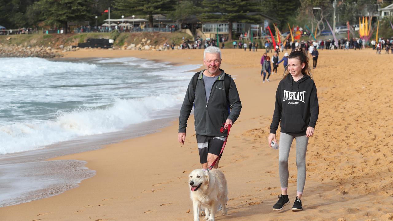 The annual 5 Lands walk from MacMasters Beach Saturday 22nd June 2019 Andrew and Amber Duck with Rosie. Picture: Sue Graham