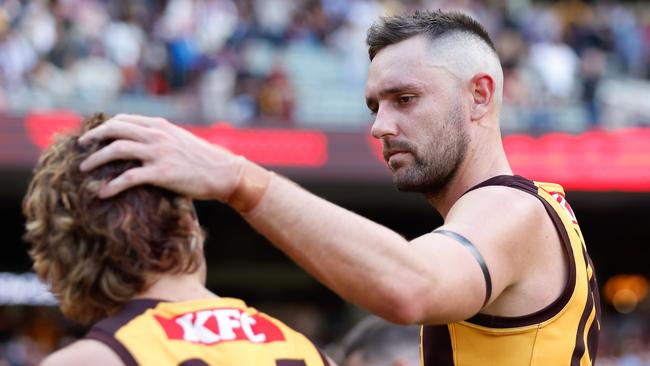 Hawthorn coach Sam Mitchell says Jack Gunston’s contribution to the development of a young Hawks side was the priority in his second stint at Waverley Park. Picture: Dylan Burns / Getty Images