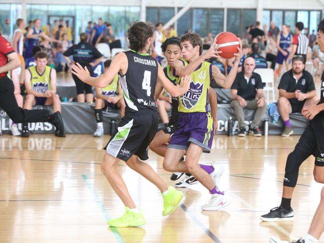 Basketball QLD U18's State Championships 2024 semi-finals day. Div 5 and 6. Yellow South Burnett vs. Sunshine Coast Rip City. 13 January 2024 Carrara Picture by Richard Gosling