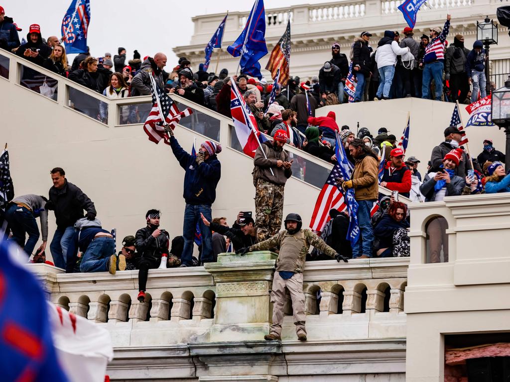 Pro-Trump supporters storm the Capitol following a rally. Picture: Samuel Corum/Getty Images North America/AFP