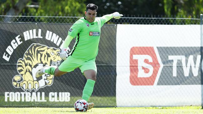 Tigers goal keeper Kev Ward in the Australia Cup game between the Edge Hill Tigers and the Gold Coast Knights, held at Tiger Park, Manunda. Picture: Brendan Radke