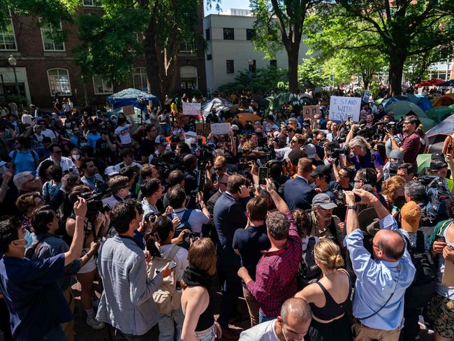 Students, and activists gather at University Yard at George Washington University. Picture: AFP