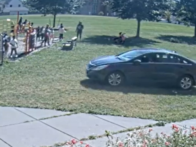 The young driver drove on the sidewalk children had been using moments earlier. Picture: Minneapolis Police