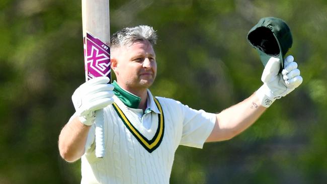 Michael Hill of Yarraville Club celebrates a century. (Photo by Josh Chadwick)