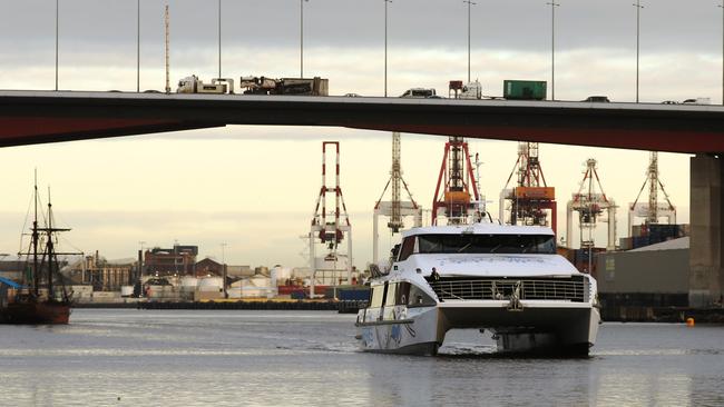 Port Phillip Ferries have a free ferry day on June 10,which runs from Werribee Sth to Docklands . Pictured the Ferry arriving at Docklands Picture: Mark Wilson