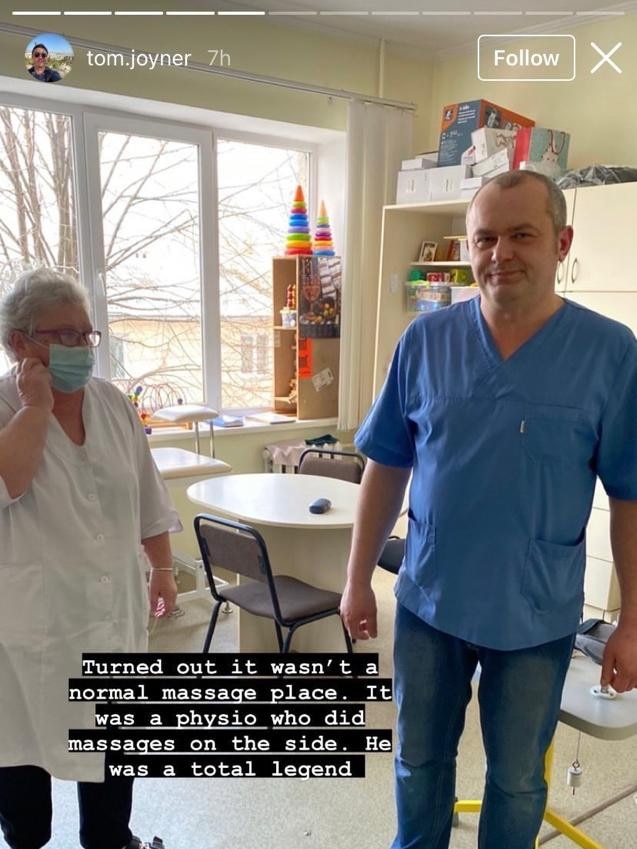 Tom Joyner’s physio in Lviv. Picture: Instagram