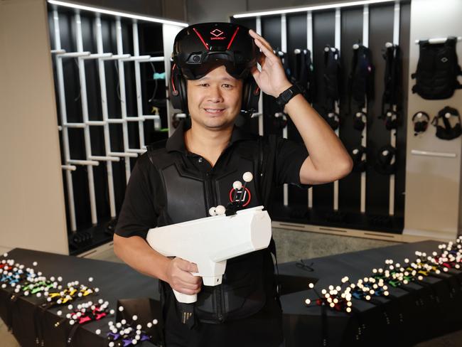 Owner Bao Phung doing a test run at Sandbox VR's first Australian location open in Surfer's Paradise on the Gold Coast. The latest attraction invites visitors of all ages to experience a new reality. Picture Glenn Hampson