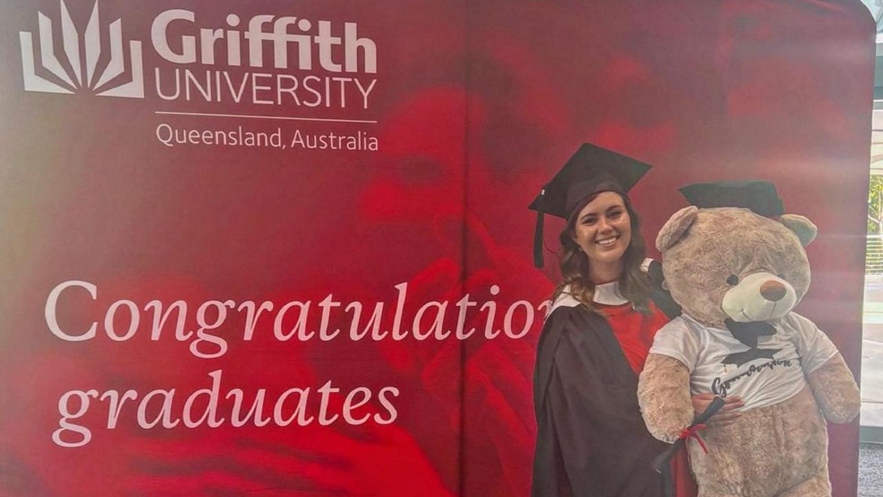Brittany Higgins graduated from Griffith University but announced she would start her Masters at Sydney Uni. Picture Instagram @brittanyhiggins_