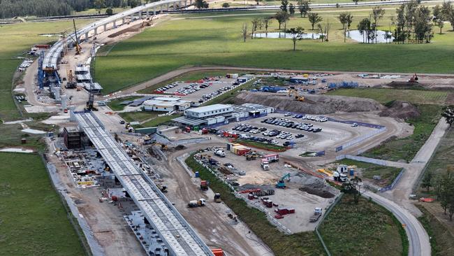 Large scale projects such as the new Sydney Metro line to Western Sydney International Airport are expected to taper in the coming years, offering relief to the construction sector. Picture: Jonathan Ng