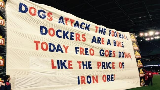 Western Bulldogs banner against Fremantle.