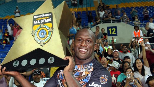 Indigenous All Stars winger Wendell Sailor after his team won the inaugural match in 2010.