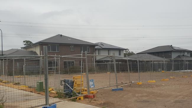 The empty lot on Armoury Rd, Jordan Springs East, where a house was demolished late last month. The house was demolished due to concerns over ground settlement.