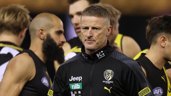 AFL Round 9. 15/05/2021. Richmond vs GWS Giants at Marvel Stadium, Melbourne. Damien Hardwick, Senior Coach of the Tigers at the 3\\4 time break. Pic: Michael Klein