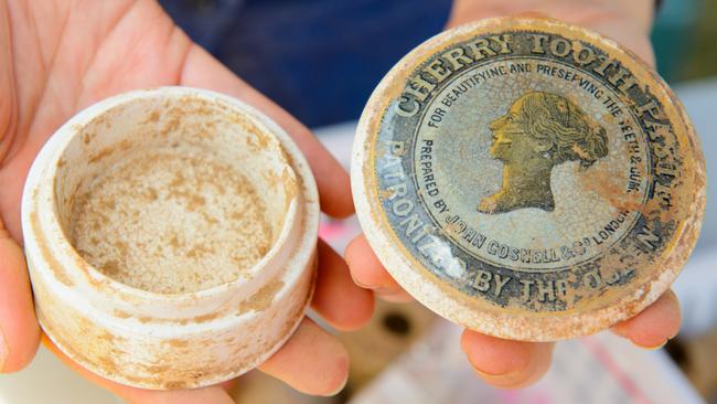 An intact toothpaste container found at the site of the inn.