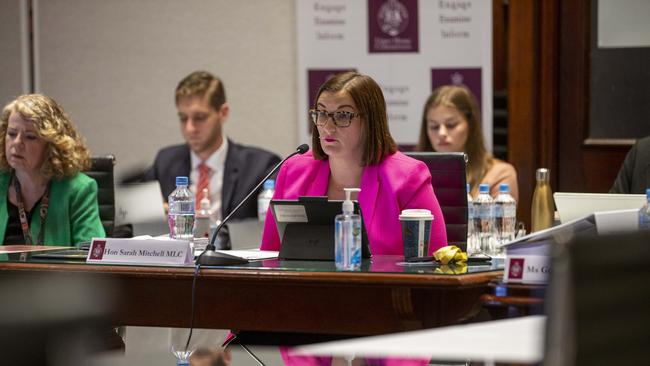 NSW Education Minister Sarah Mitchell answered questions at budget estimates on Wednesday. Picture: NCA NewsWire / Christian Gilles