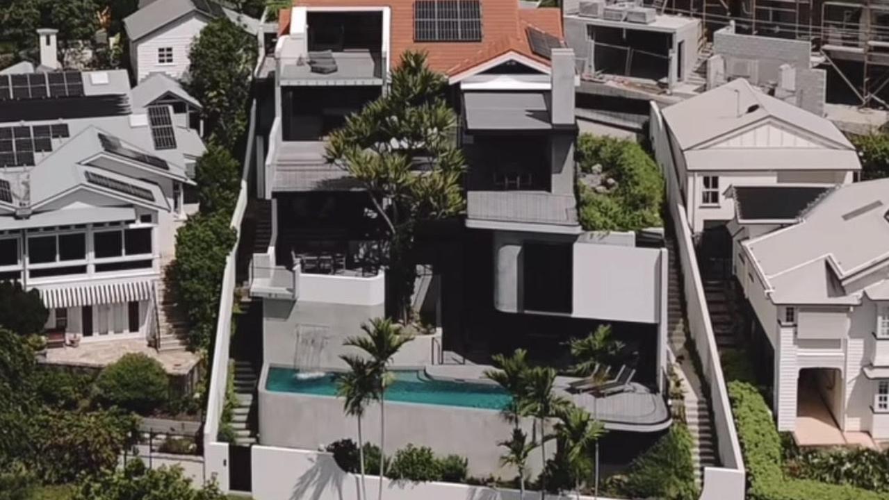 An aerial shot of 'Mascotte' at 45 Garfield Dr, Paddington, which has just sold for circa $12m. Image: Instagram.