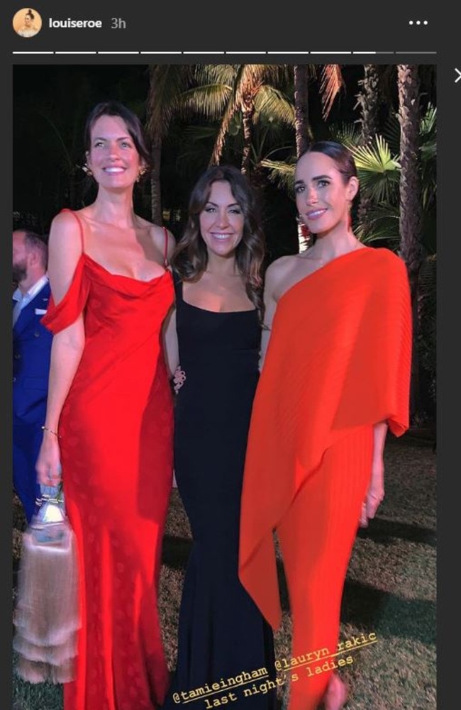 British blogger Louise Roe posted this image of herself and other guests partying at Karl and Jasmine's wedding bash. Picture: Instagram/Louise Roe