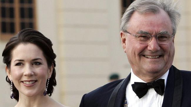 Princess Mary of Denmark with her father-in-law Prince Henrik in 2006 in Sweden. Picture: Supplied