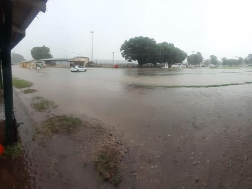 Flash flooding at Kingaroy this afternoon. Picture: Higgins Storm Chasing