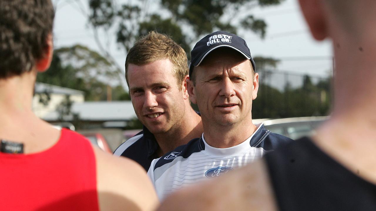 Cats Steve Johnson and Ken Hinkley Bell Park footy training