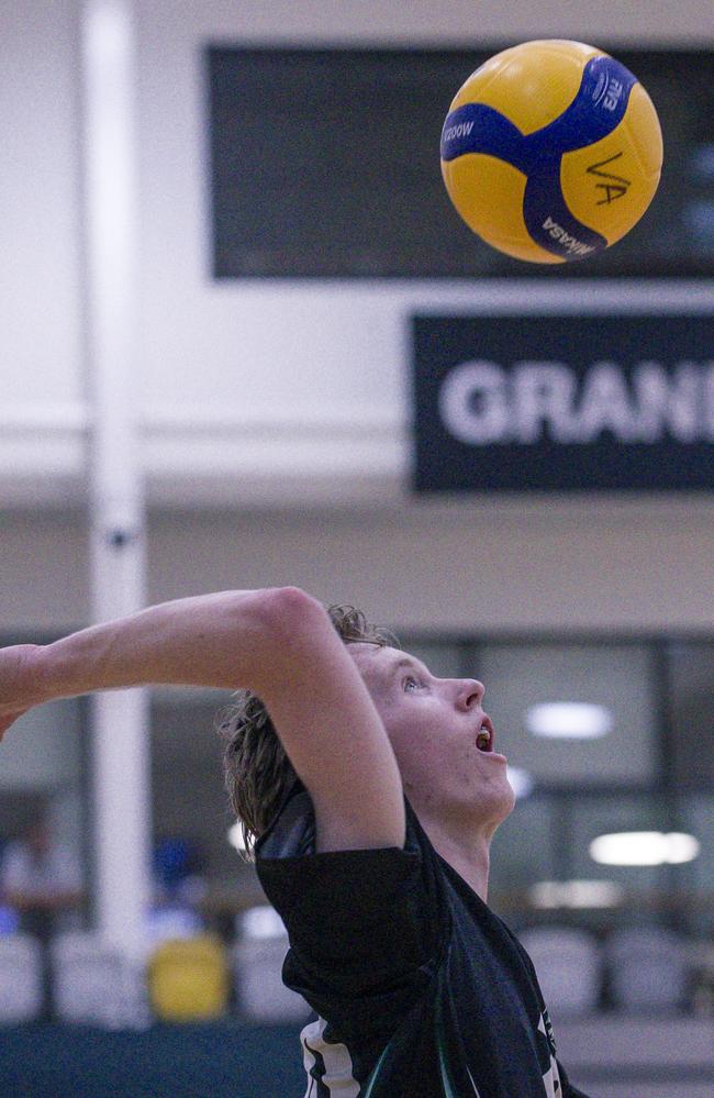 Luke Taylor as Reynella V Carrum Downs in the Australian Volleyball Schools Cup is being played at the Gold Coast Sports and Leisure Centre in Carrara. Picture: Glenn Campbell