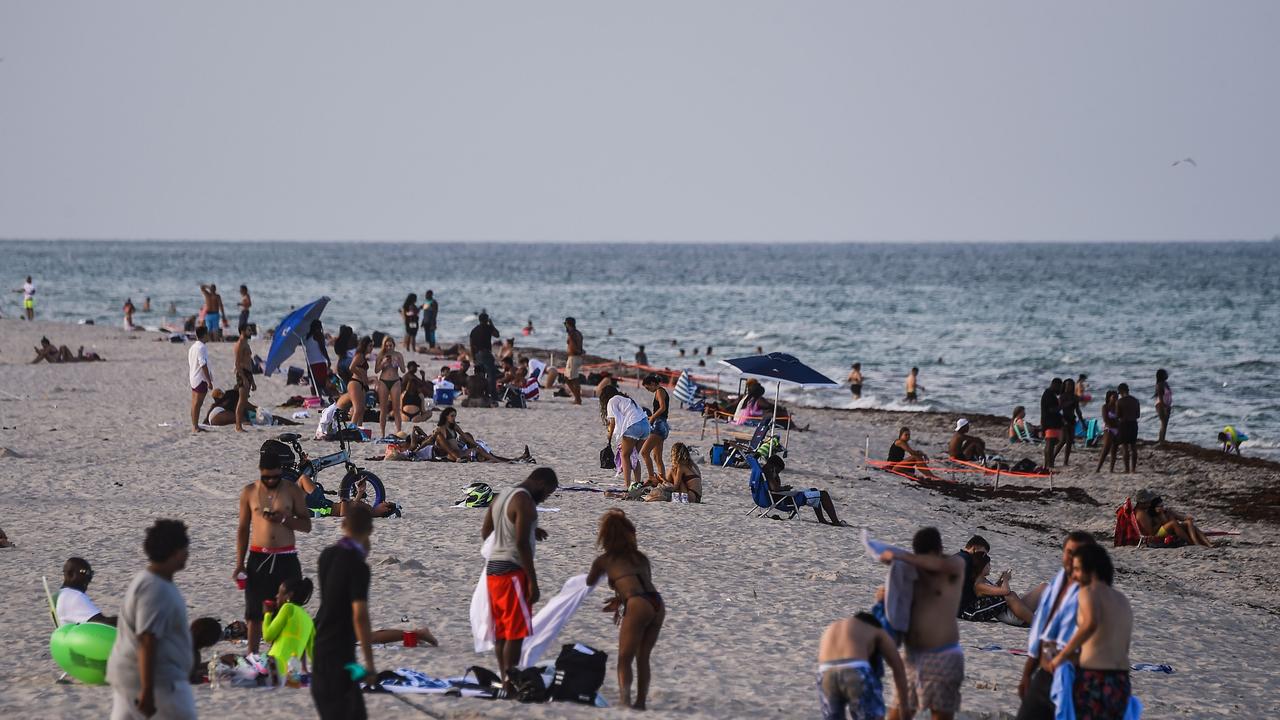 The coronavirus pandemic has not put people off going to the beach in Florida. Picture: CHANDAN KHANNA