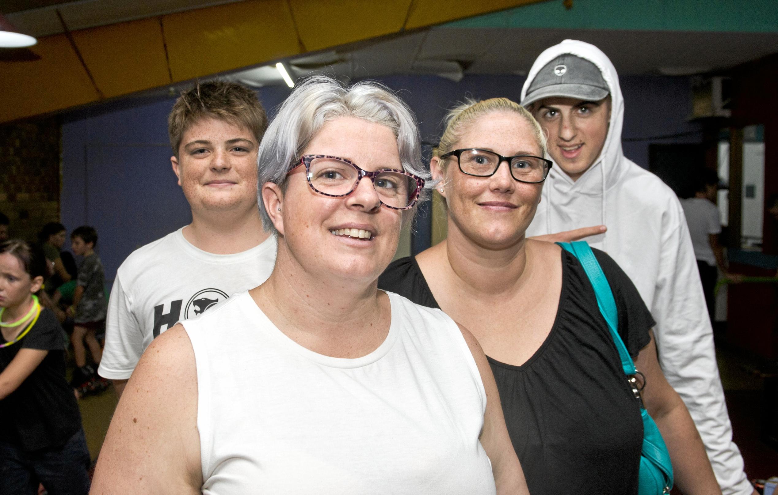 ( From left ) Jaxon McCallum, Kristy McCallum, Nicole Hohn and Caleb McCallum at Skate City. Sunday, 28th Jan, 2018. Picture: Nev Madsen
