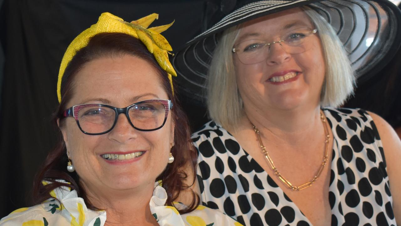 Sherryl Polley and Claire Rosser at the Gympie Times Ladies Race Day 2021. Photo: Elizabeth Neil