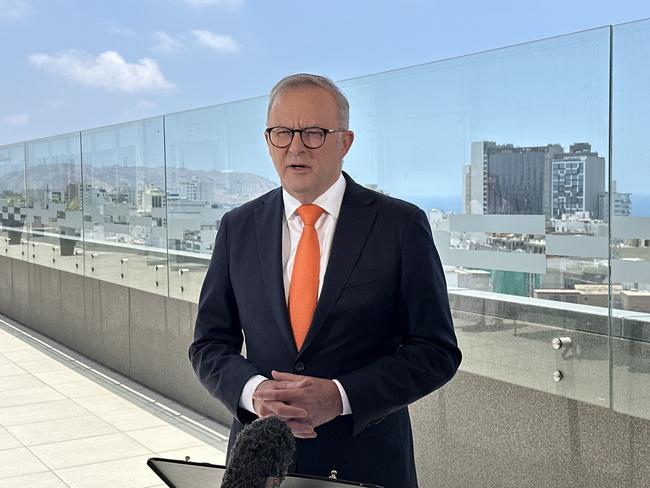 Prime Minister Anthony Albanese in Lima, Peru on the sidelines of the Asia Pacific Economic Cooperation (APEC) summit. Picture: Clare Armstrong