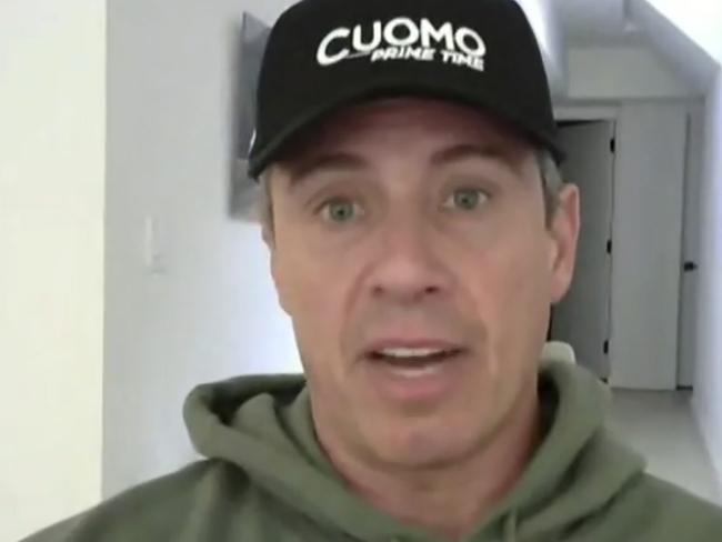 CNN anchor Chris Cuomo in his home basement, one of the most visible media figures to test positive for the coronavirus. Picture: Office of the Governor via AP