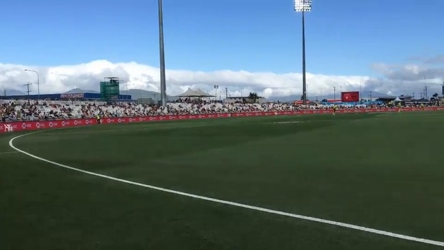 Fans arrive at Cazalys Stadium for the first of Cairns' AFL games.