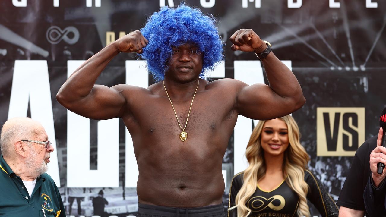 BRISBANE, AUSTRALIA - SEPTEMBER 14: Arsene Fosso during the official weigh in at King George Square, on September 14, 2022 in Brisbane, Australia. (Photo by Chris Hyde/Getty Images)