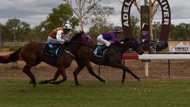 The 2015 Adelaide River Cup was won by White Sambuca with jockey Kayla Cross. Picture: Katrina Bridgeford