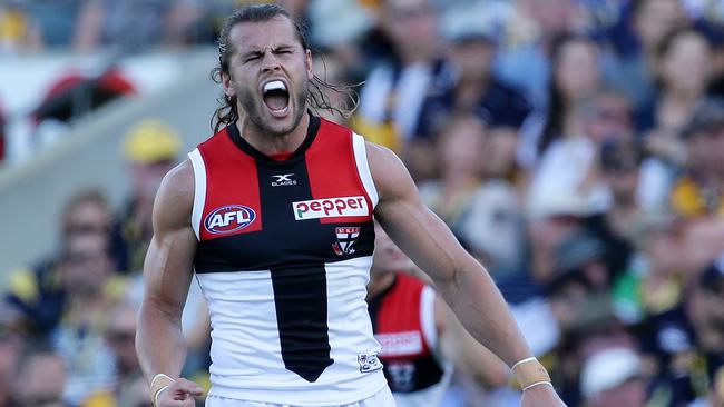 Maverick Weller’s superb effort at goal was overturned by the video umpire. Picture: AFL Media/Getty Images