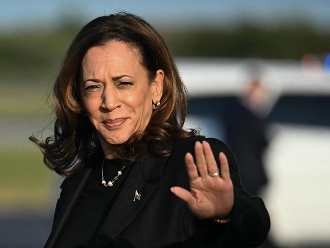 US Vice President and Democratic presidential candidate Kamala Harris waves as she arrives at Philadelphia International Airport in Philadelphia, Pennsylvania. Picture: AFP