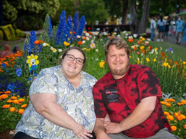 Deborah and Jean-Pierre Nel in Laurel Bank Park for the Carnival of Flowers, Sunday, September 22, 2024. Picture: Bev Lacey