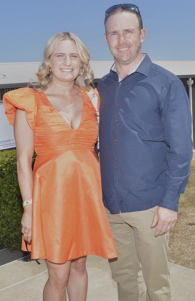 Rhianna and Andrew Ryan at Warwick Cup race day at Allman Park Racecourse, Saturday, October 14, 2023. Picture: Jessica Klein.