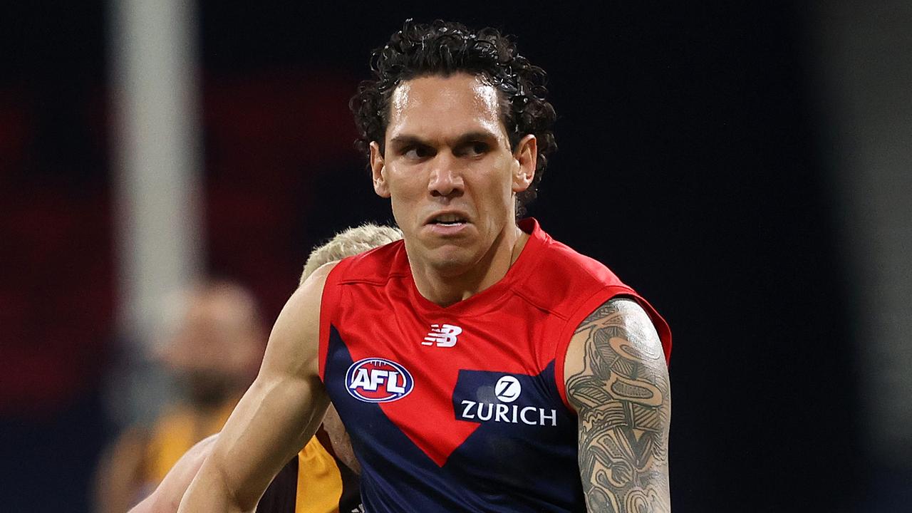 Harley Bennell playing for Melbourne in 2020. Picture. Phil Hillyard