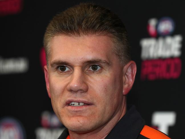 Last day of the AFL Trade Period at Marvel Stadium.   Greater Western Sydney list manager Jason McCartney talks with the media during the final day of the AFL Trade Period at Marvel Stadium  .Picture: Michael Klein.