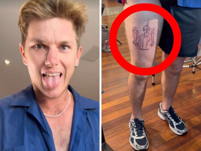 Adam Zampa and his new tattoo. Photos: Instagram