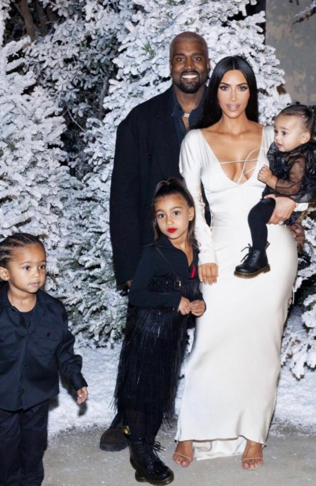 Kim Kardashian was just trying to share her joyful Christmas photos, but fans couldn’t help pointing out her big toe. Picture: Twitter