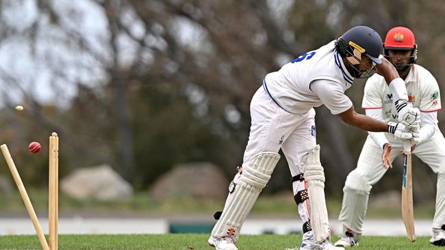 Lambden castles Greenvale’s Odil Perera. Picture: Andy Brownbill