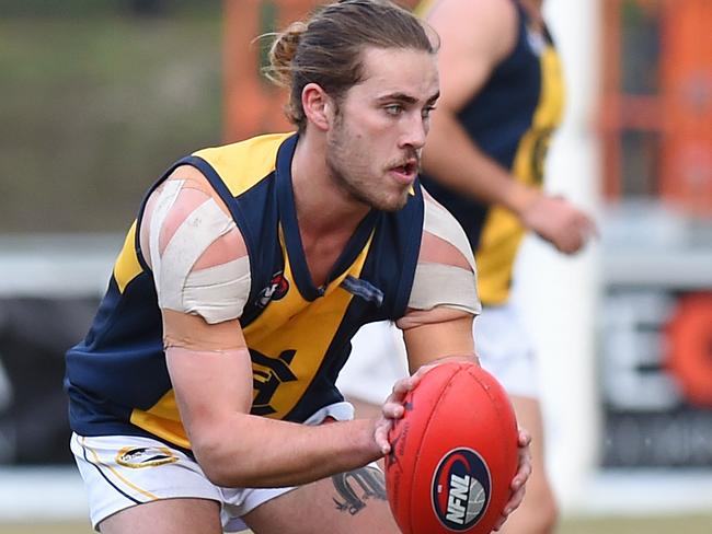NFL footy: Bundoora v Hurstbridge. Hurstbridge's Mitchell Dale (3). Picture: Josie Hayden